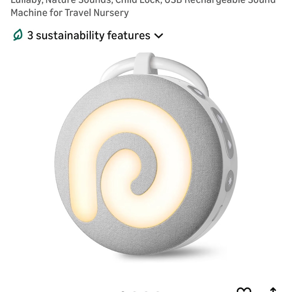 Rechargeable White/Grey Sound Machine Night Light - Portable Sleep Aid